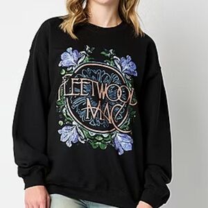 Fleetwood Mac Purple & Black Floral Distressed Graphics Crewneck Sweatshirt